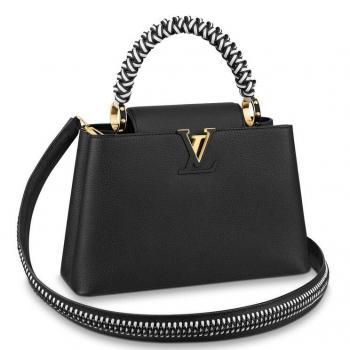 Louis Vuitton Black Capucines PM Bag With Braided Handle M55083