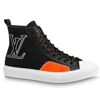 Louis Vuitton Tattoo Sneaker Boots In Black Textile