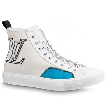 Louis Vuitton Tattoo Sneaker Boots In White Textile